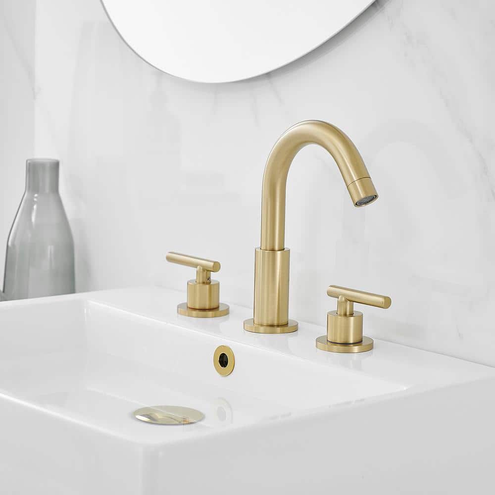 Brushed Gold Stainless Steel 8" Widespread Bathroom Faucet
