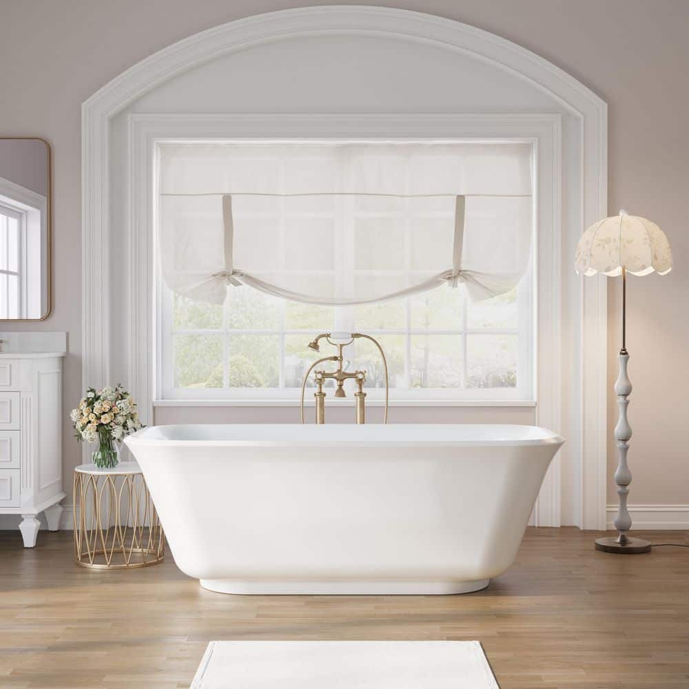67 in. x 31.5 in. Acrylic Flatbottom Freestanding Soaking Bathtub in Glossy White with Chrome Pop-Up Drain and Overflow price history on PriceWatchPro