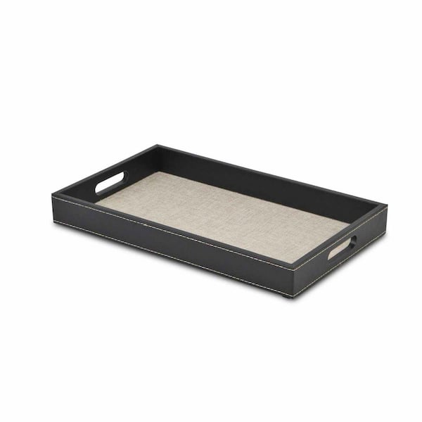 HomeRoots Amelia 15.75 in. W x 1.75 in. H x 9.5 in. D Rectangle Black MDF Dinnerware and Serving Storage