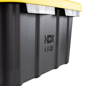 HDX 6.5-Qt Tough Storage Tote in Black with Yellow Lid 999-6QT-HDX