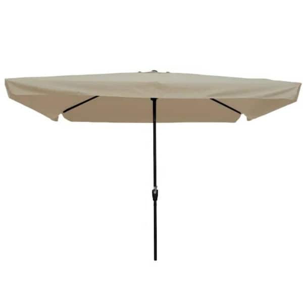 ITOPFOX 10 ft. x 6.5 ft. Rectangular Patio Outdoor Market Umbrella with Crank and Push Button Tilt in Tan