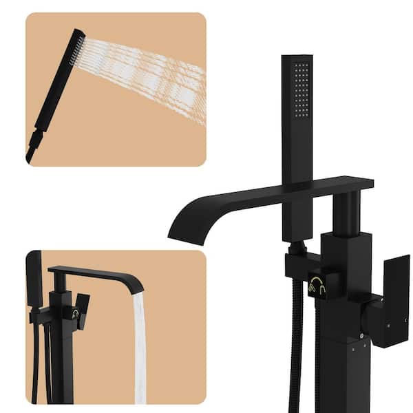 WIAWG Pattern Single Handle 3-Spray Tub and Shower Faucet 6 GPM in Black with Adjustable Head Valve Included