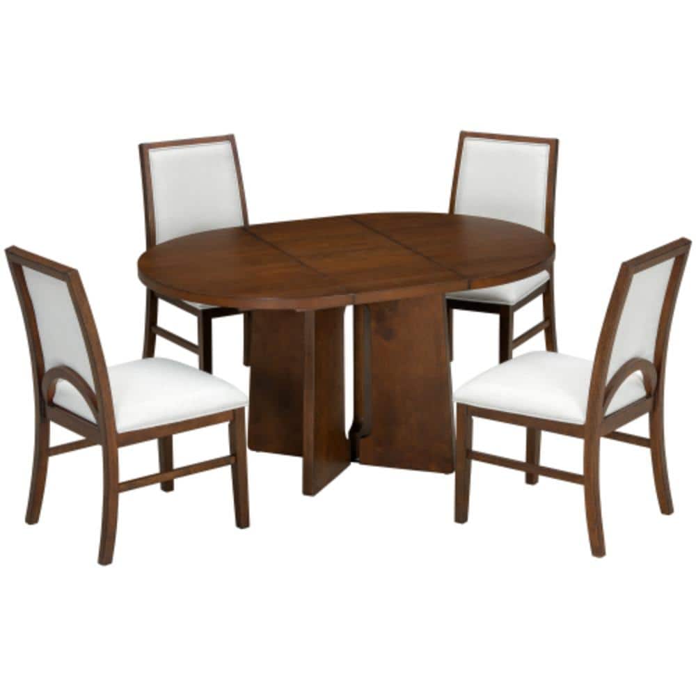 5-Piece Rubber Wood Outdoor Conversation Patio Furniture Set with Beige Cushions price history on PriceWatchPro