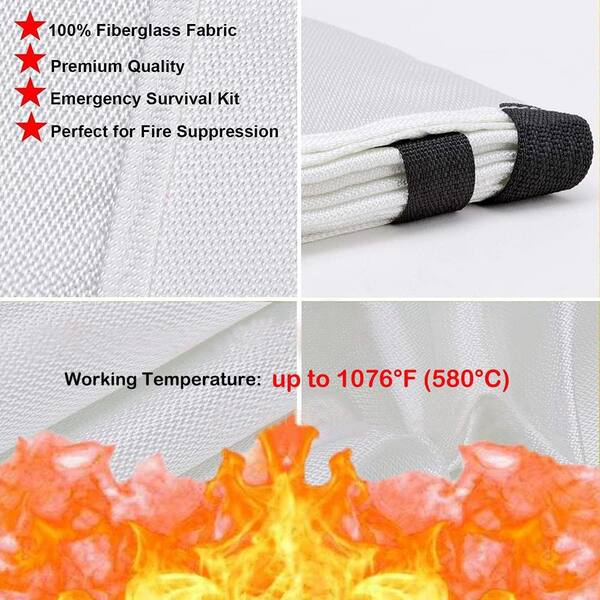 Etokfoks Fiberglass Fire Blanket for Emergency Surival, Flame Retardant Protection and Heat Insulation (2-Pack)