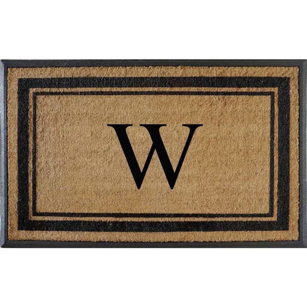 A1HC Flocked Markham 30 in. x 48 in. Coir Double Border Monogrammed W Non-S