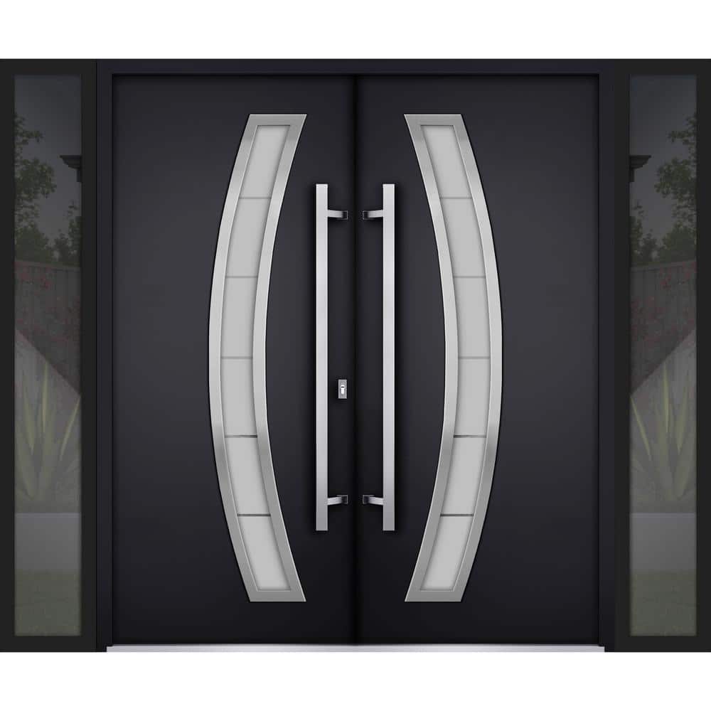 6500 96 in. x 80 in. Left-hand/Inswing 2 Sidelites Tinted Glass Black Enamel Steel Prehung Front Door with Hardware price history on PriceWatchPro