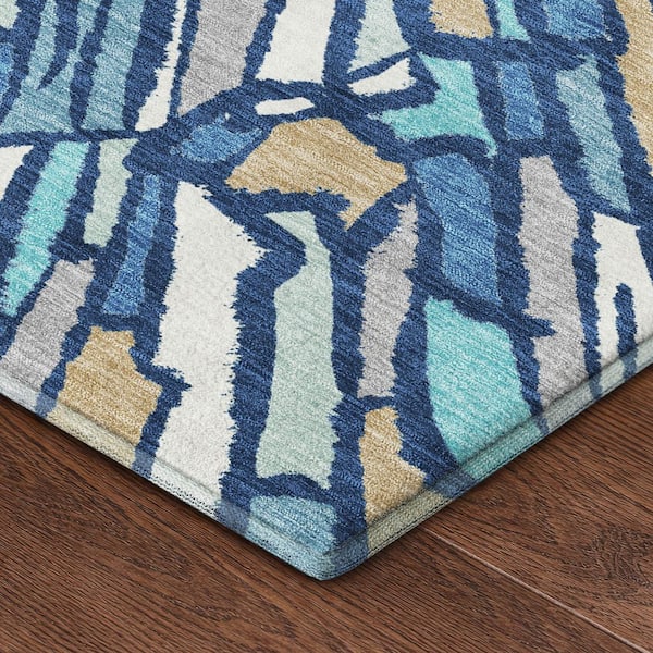 Mayfield Premium Machine Washable Abstract AMF2514 Navy 5 ft. x 7 ft. 6 in. Area Rug