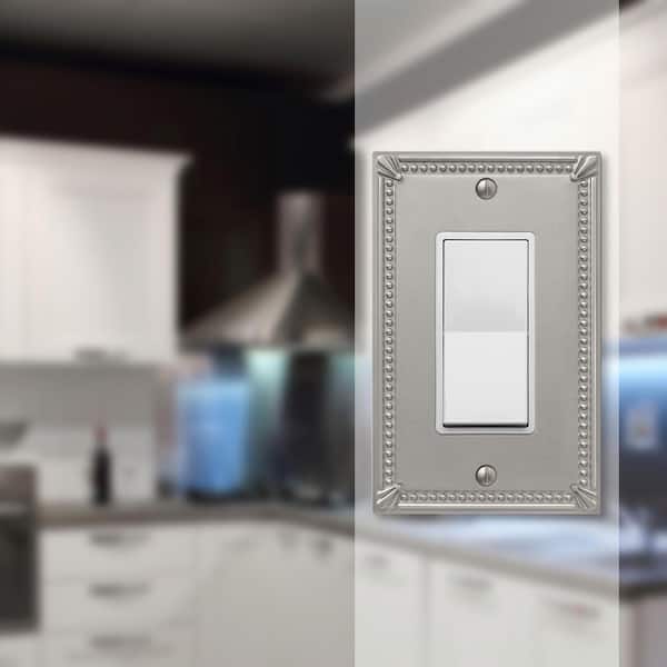 Imperial Bead 1 Gang Rocker Metal Wall Plate - Brushed Nickel