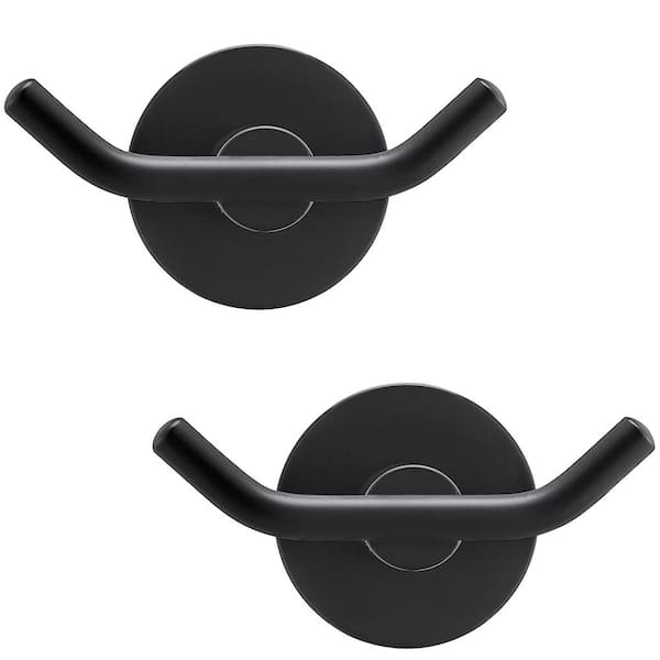 Bath 2-Pack Knob-Hook Double Robe/Towel Hook Double Robe Hook in Matte Black