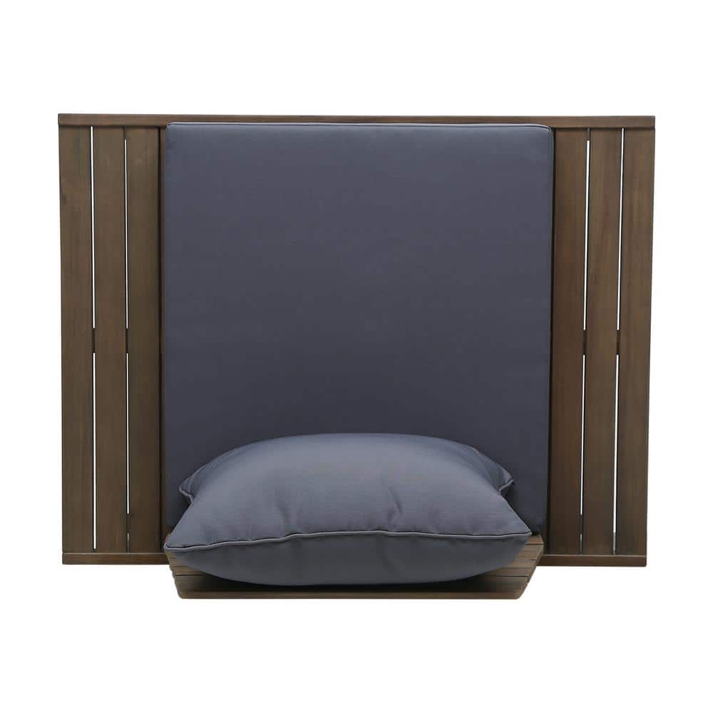 Sudbury Gray Acacia Wood Outdoor Club Chairs with Dark Gray Cushions