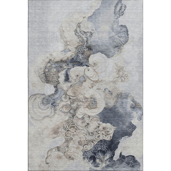 Mayfield Premium Machine Washable Abstract AMF1860 Gray 8 ft. x 10 ft. Area Rug