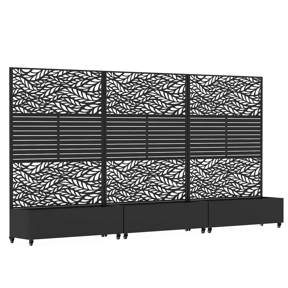 6 ft. H x 4 ft. W Metal Planter Box privacy screen Garden Bed with Trellis and Wheels-Black (3-Pack) price history on PriceWatchPro