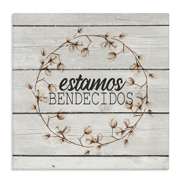 Stupell Industries Cotton Welcome Wreath by Kim Allen Gallery Wrapped Unframed Typography Graphic Art Print 36 in. x 36 in.