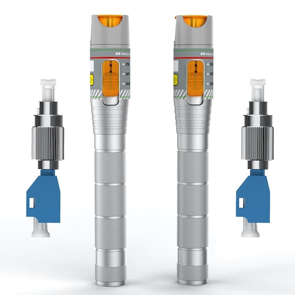 2-Pieces 50 mW Visual Fault Locator with 50 Km Range, FC to LC Adapter, Red Light Pen for Network Cable Test