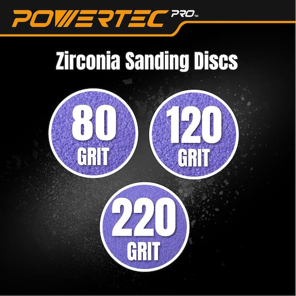 POWERTEC 6 in. 49 Holes Zirconia Hook and Loop Sanding Disc, 50