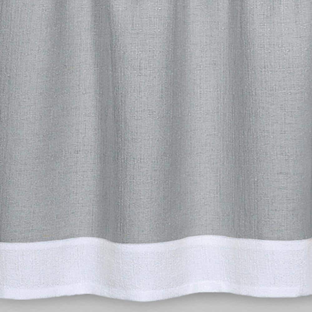 Gray and White Polyester Window Curtain Tier and Valance Set