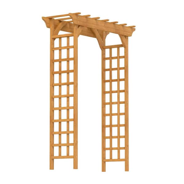 Unbranded 85.5 in. Wooden Wedding Arch for Ceremony Wood Trellis for Plant Climbing, Christmas Decor Pergola for Garden Backyard