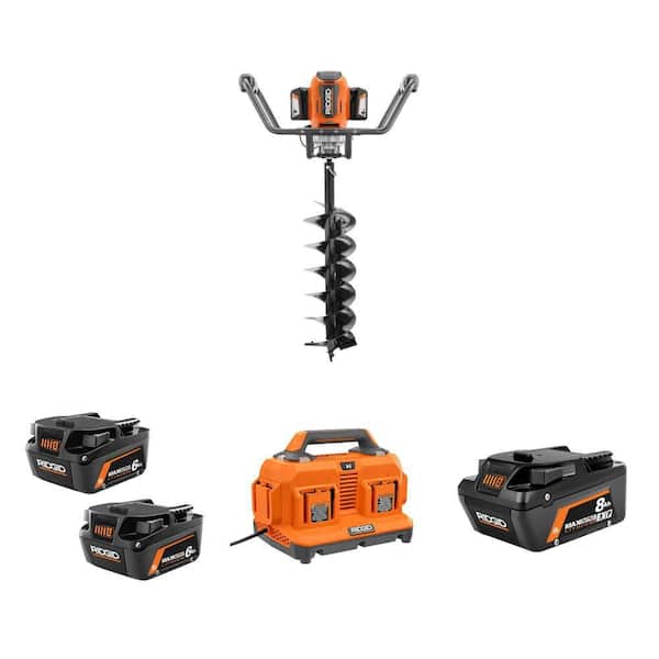 18V Brushless Earth Auger Kit with 6-Port Sequential Charger, 8.0 Ah and 6.0 Ah MAX Output Batteries (2-Pack)