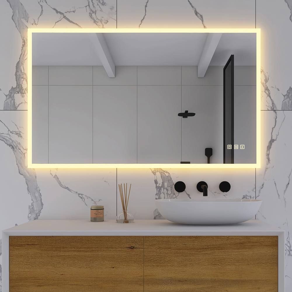 47.2 in. W x 27.5 in. H Rectangular Aluminum Frameless wall mount Rectangul