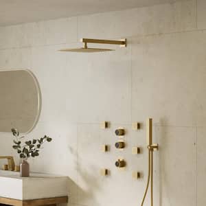 Module Switch 5-Spray Dual Wall Mount 12 in. Fixed and Handheld Shower Head 2.5 GPM in Brushed Gold Valve Include