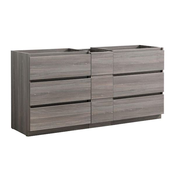 Fresca Lazzaro 72 in. Modern Double Bath Vanity Cabinet Only in Gray Wood