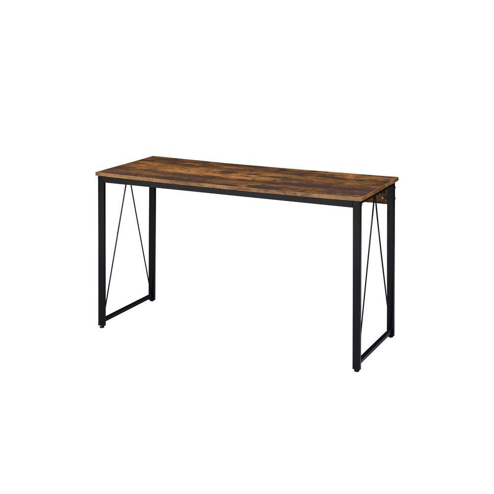 Small Rustic Black Wood Writing Desk with Drawer