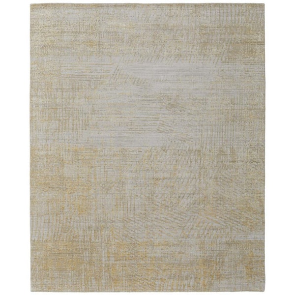9 ft. x 12 ft. Yellow, Ivory Abstract Area Rug
