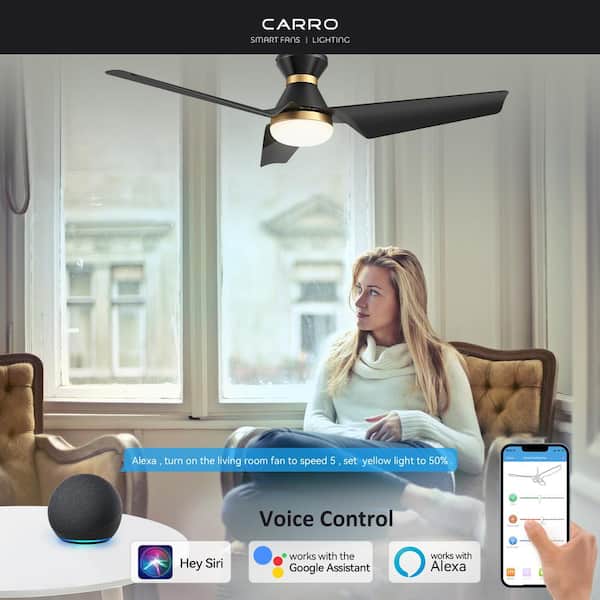 Jett 52 in. Dimmable LED Indoor Black Smart Ceiling Fan with Light and Remote, Works with Alexa and Google Home