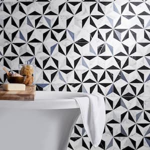 Phantom Winter Sky 13.58 in. x 15.74 in. Polished Marble Floor and Wall Mosaic Tile (1.48 sq. ft./Each)