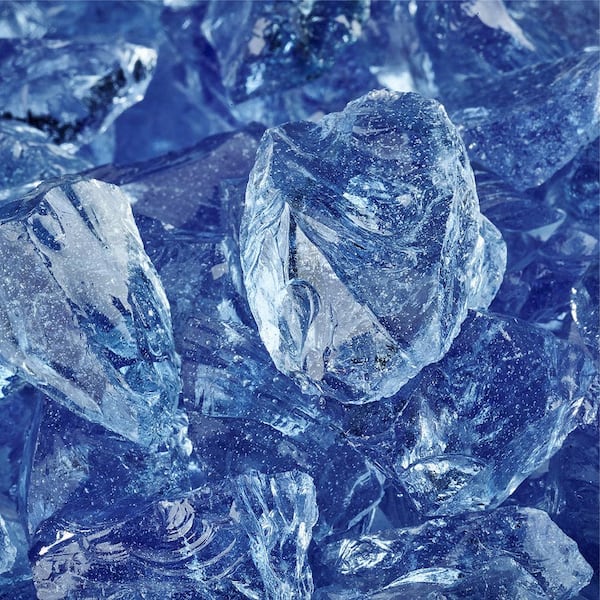 Fire Pit Essentials 1/2 in. to 3/4 in. 10 lbs. Lake Tahoe Blue Crushed Fire Glass for Indoor and Outdoor Fire Pits or Fireplaces