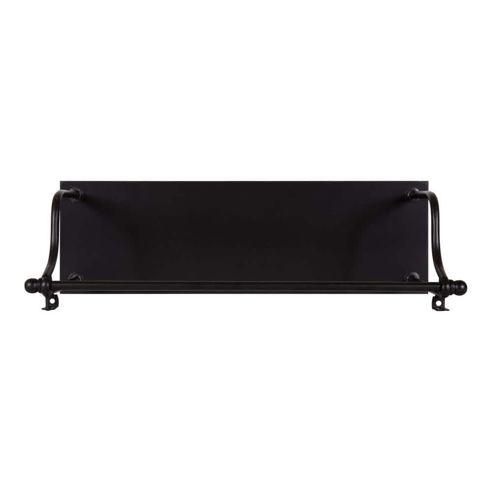 Walters 32'' Modern Black Wood and Metal 3-Tier Wall Shelf