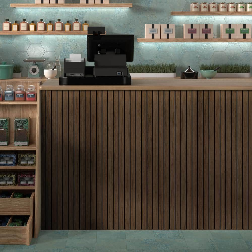 Walnut Peel & Stick 3D Acoustic Wood Slat Wall Panels