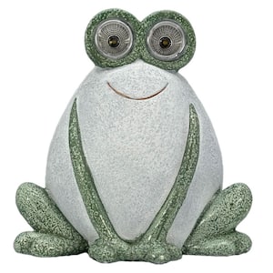13 in. Frog Garden Statue with LED Solar Eyes