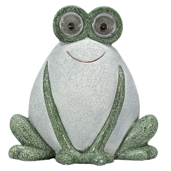 Unbranded 13 in. Frog Garden Statue with LED Solar Eyes