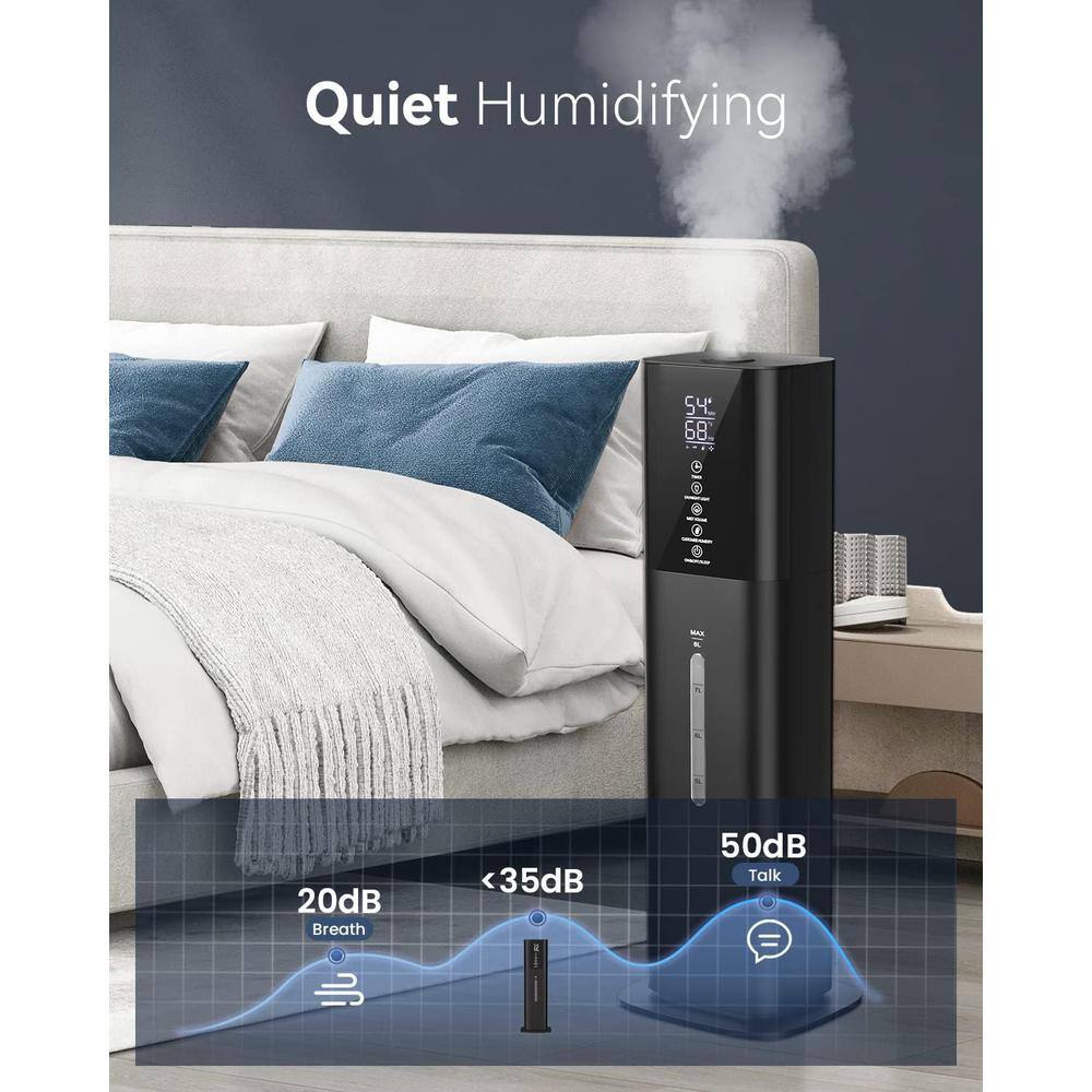 Black 2.11 Gallon Ultrasonic Cool Mist Tower Humidifier with Remote