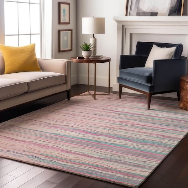 Mayfield Premium Machine Washable Abstract AMF996 Pink 3 ft. x 5 ft. Area Rug