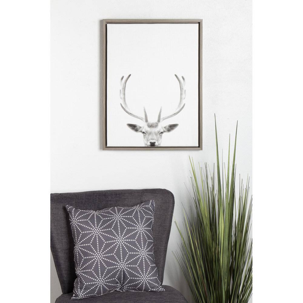Gray Framed Deer Antlers Canvas Wall Art for Kids