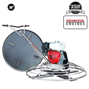 36 in. Concrete Finishing Power Trowel 5.5 HP Honda Engine Combo Blades Float Pan Rubber Handle