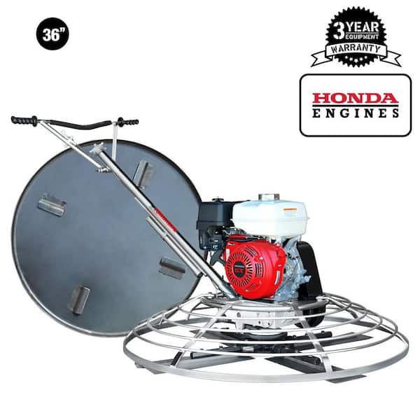 36 in. Concrete Finishing Power Trowel 5.5 HP Honda Engine Combo Blades Float Pan Rubber Handle