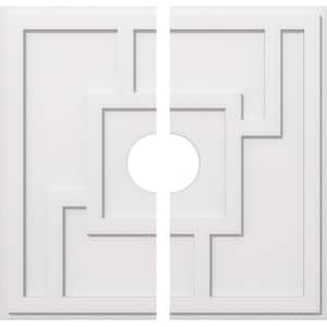 1 in. P X 11 in. C X 32 in. OD X 6 in. ID Knox Architectural Grade PVC Contemporary Ceiling Medallion, Two Piece