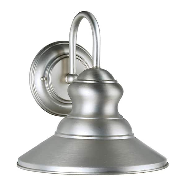 Unbranded 1-Light Brushed Nickel Outdoor Wall Mount Lantern with Metal Shade