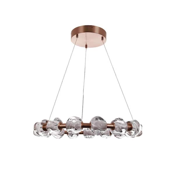 Jackie 15 Light Satin Brass Finish Globe Circle Chandelier/Pendant for Foyer/Living/Dining Rooms w/ Integrated LED