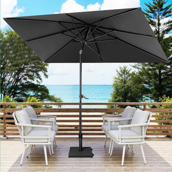 big lots umbrellas patio Real Living 15' Gray Triple Vent Market Patio Umbrella with Base