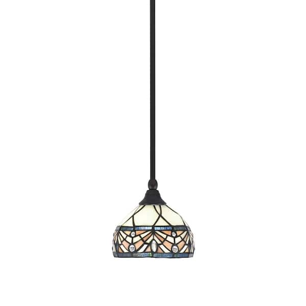 Unbranded Sparta 100-Watt 1-Light Espresso Shaded Pendant Light Mini Pendant with Royal Merlot Art Glass, No Bulb Included