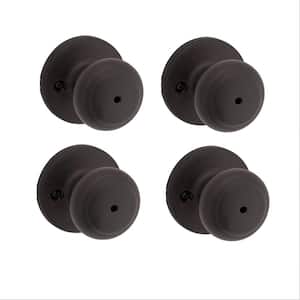 Cove Venetian Bronze Privacy Door Knob with Lock for Bedroom or Bathroom featuring Microban Technology (4-Pack)