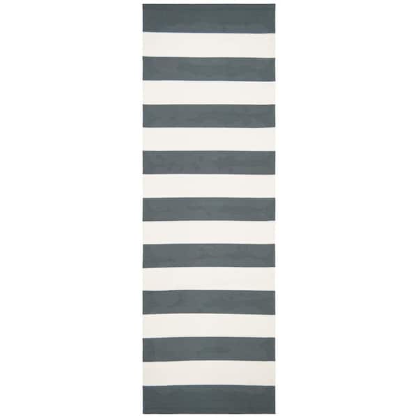 SAFAVIEH Montauk Gray/Ivory 2 ft. x 5 ft. Striped Runner Rug