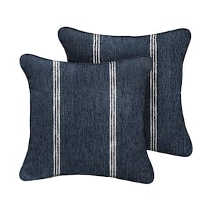 Sunbrella Lengthen Indigo Square Outdoor Throw Pillow (2-Pack)