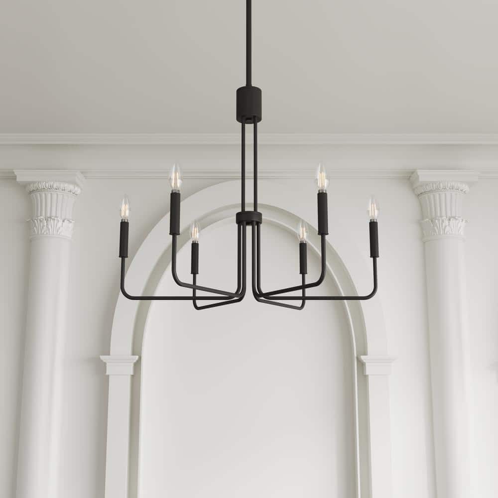 Aiwen Black Metal 6-Light Candle Style Industrial Chandelier