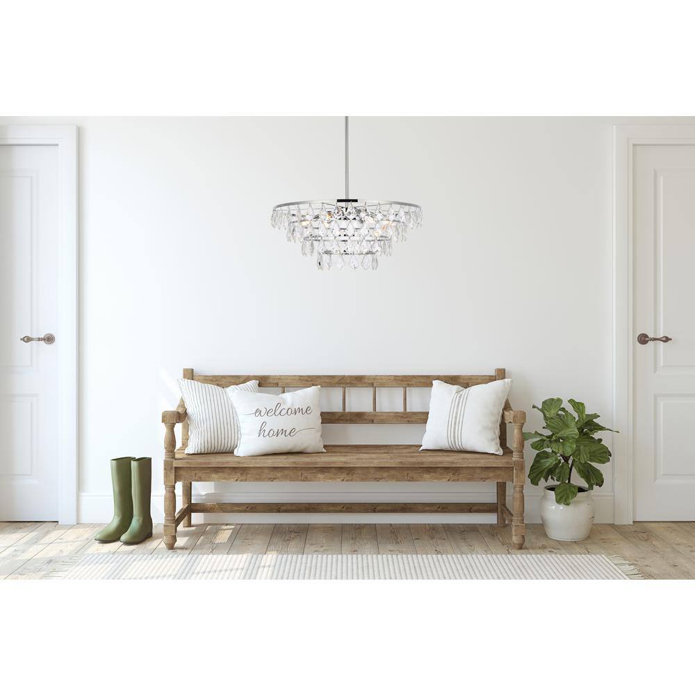 Ella 24'' Chrome Crystal Pendant Light