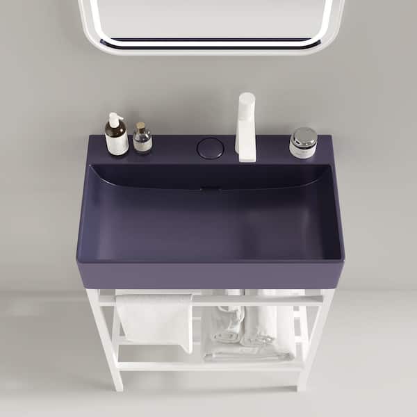 24 in. Ceramic Console Sink Basin in Purple